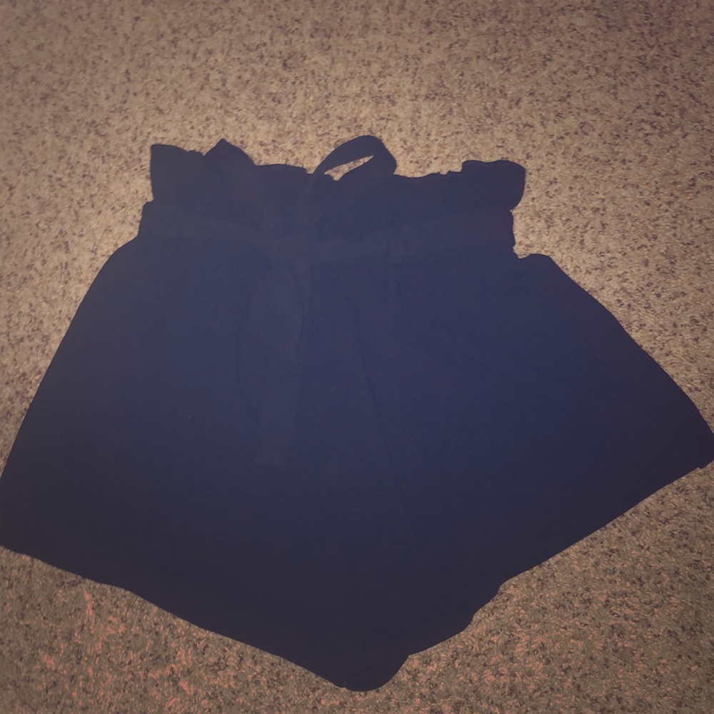 Black paper bag shorts